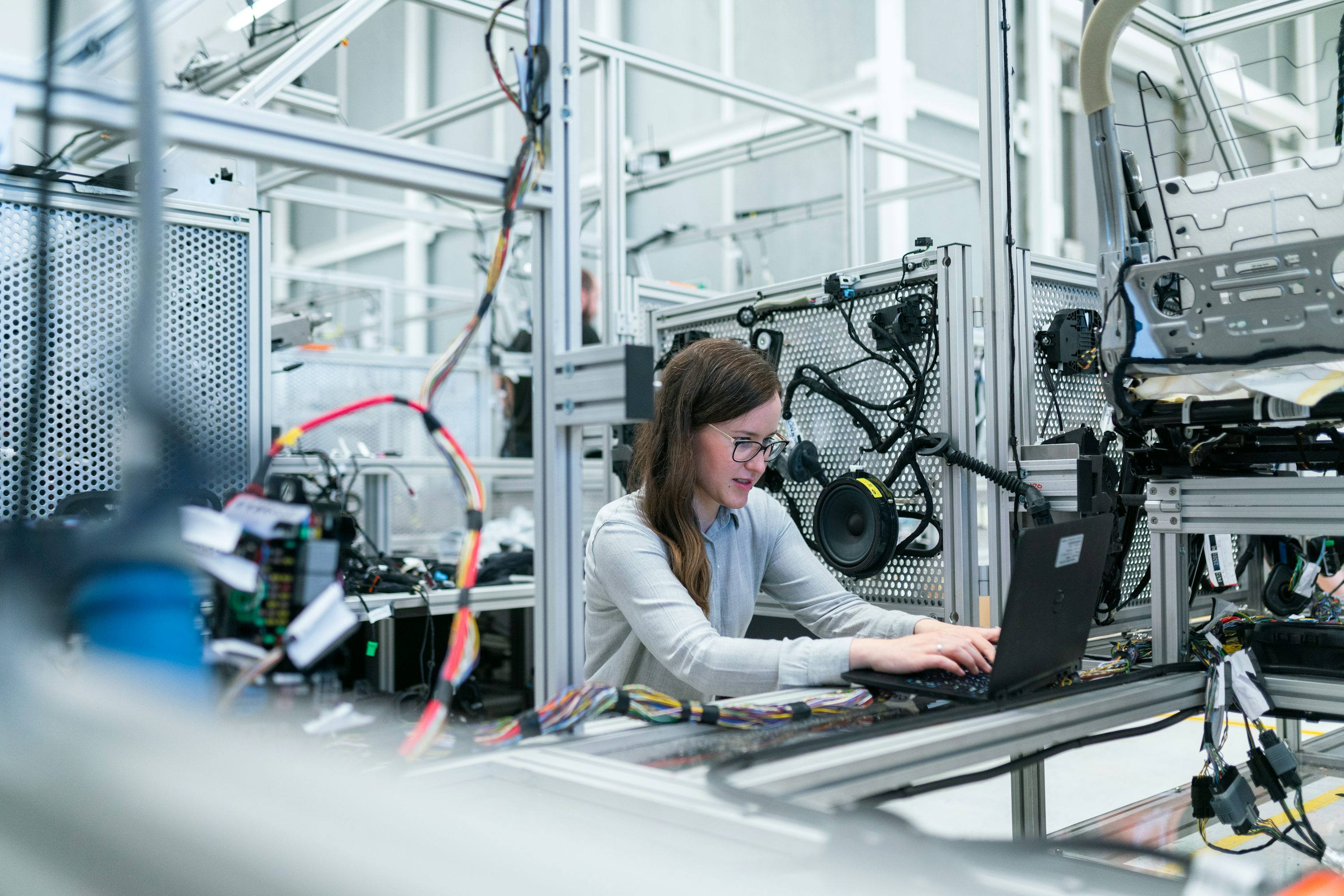 Engineer working at an automated workstation